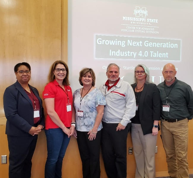 Pictured:  Tonya McCall, CAVS-E Director; Transito James, Milwaukee Tool Director of Operations; Sandy Crist, MEP Executive Director; Gino Perkins, Nissan Learning Pathways Manager; Tonia Lane, MSU I2AT Interim Director; Billy Peacock, CAVS-E Associate Director